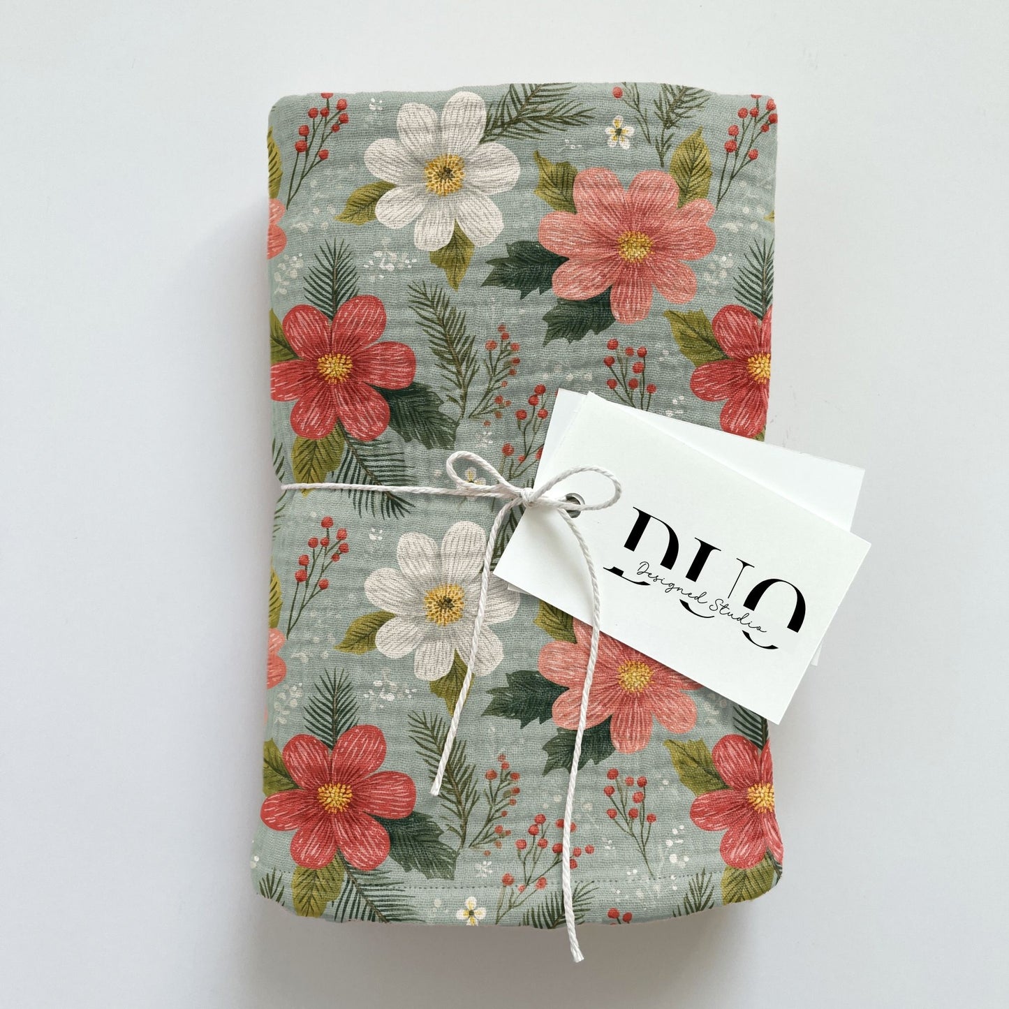 Pretty Christmas Sage Floral Digital Seamless Pattern