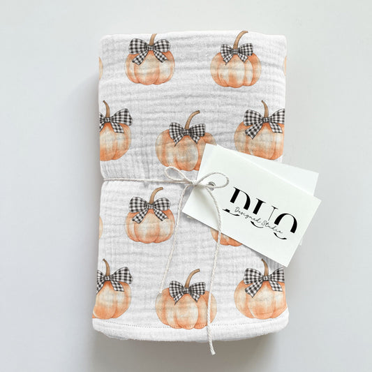 Gingham Bow Pumpkins Digital Seamless Pattern