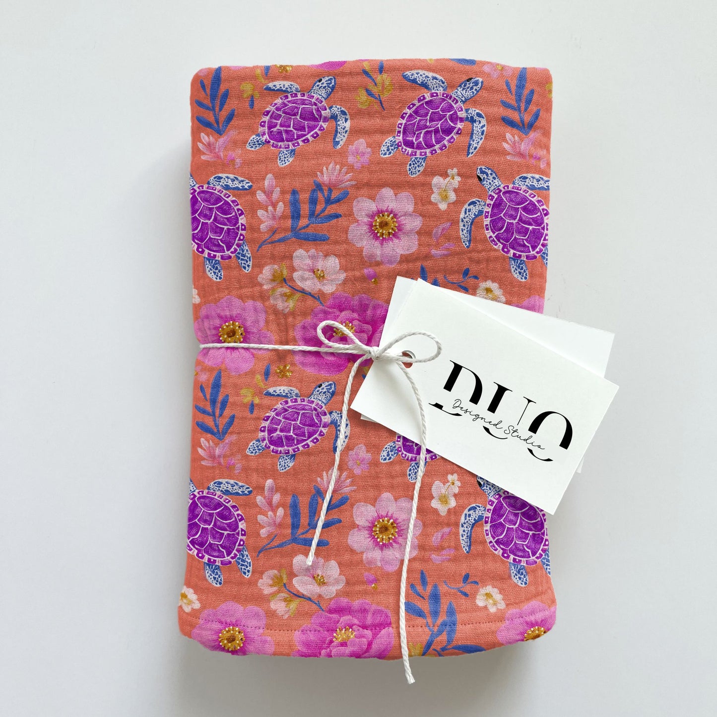 Purple Turtles on Coral Digital Seamless Pattern