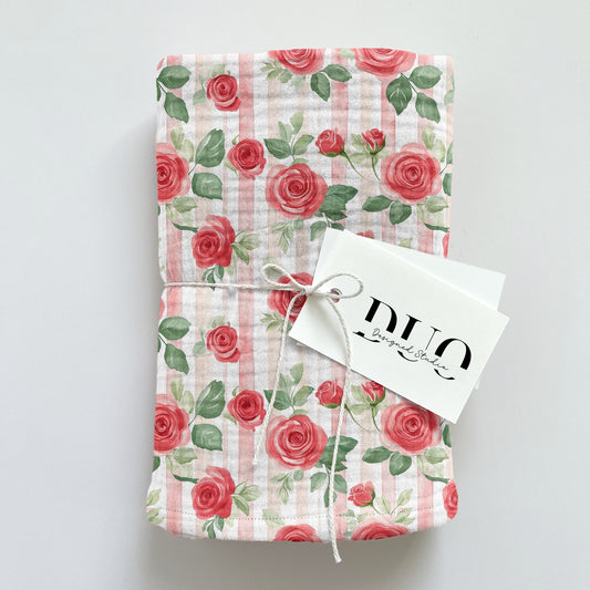 Red Roses & Stripes Digital Seamless Pattern