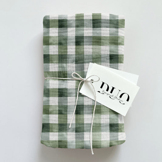 Sage White Gingham Digital Seamless Pattern