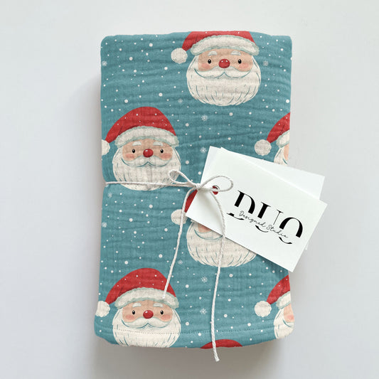 Blue Santa Claus Digital Seamless Pattern