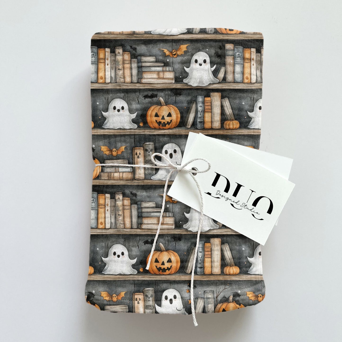 Spooky Bookshelves Digital Seamless Pattern