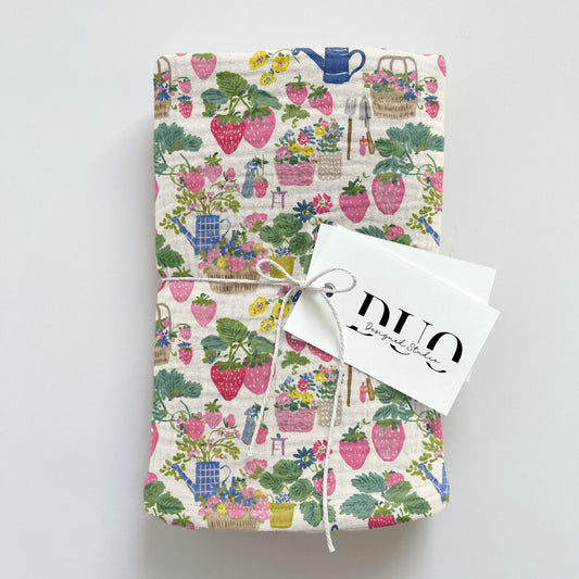 Preppy Strawberry Garden Digital Seamless Pattern