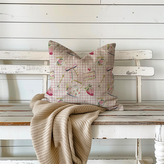 Strawberry Tea Gingham Dusky Pink