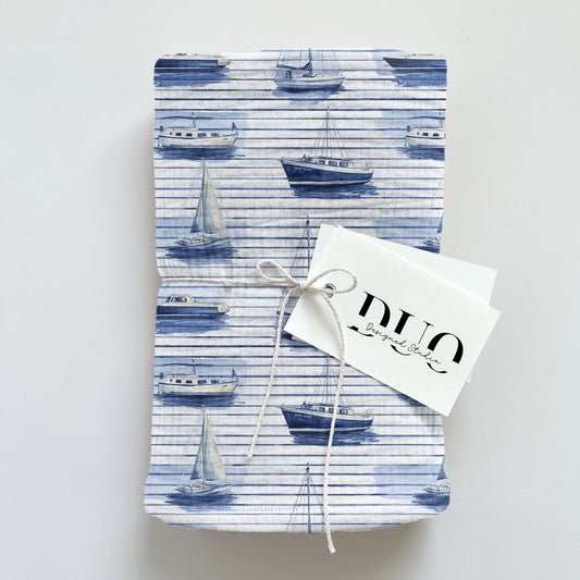 Stripy Boats Digital Seamless Pattern
