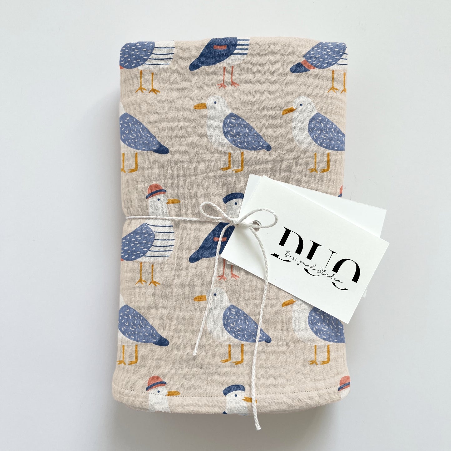Stripy Seagulls Digital Seamless Pattern