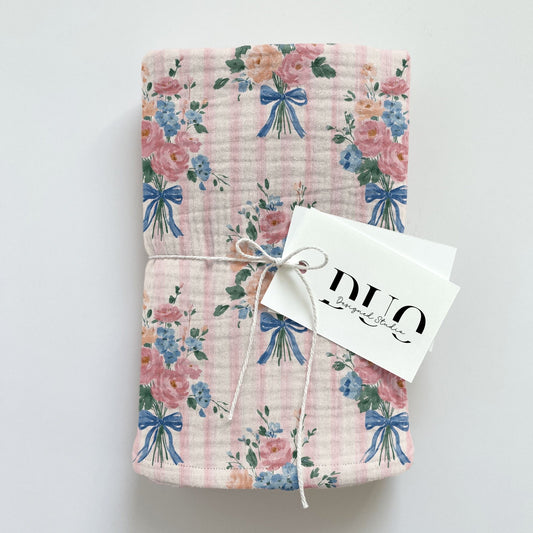 Stripy Floral Bouquets Digital Seamless Pattern