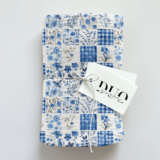 Summer Blue Patchwork Digital Seamless Pattern