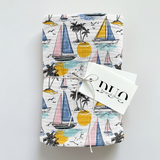 Summer Boats Digital Seamless Pattern