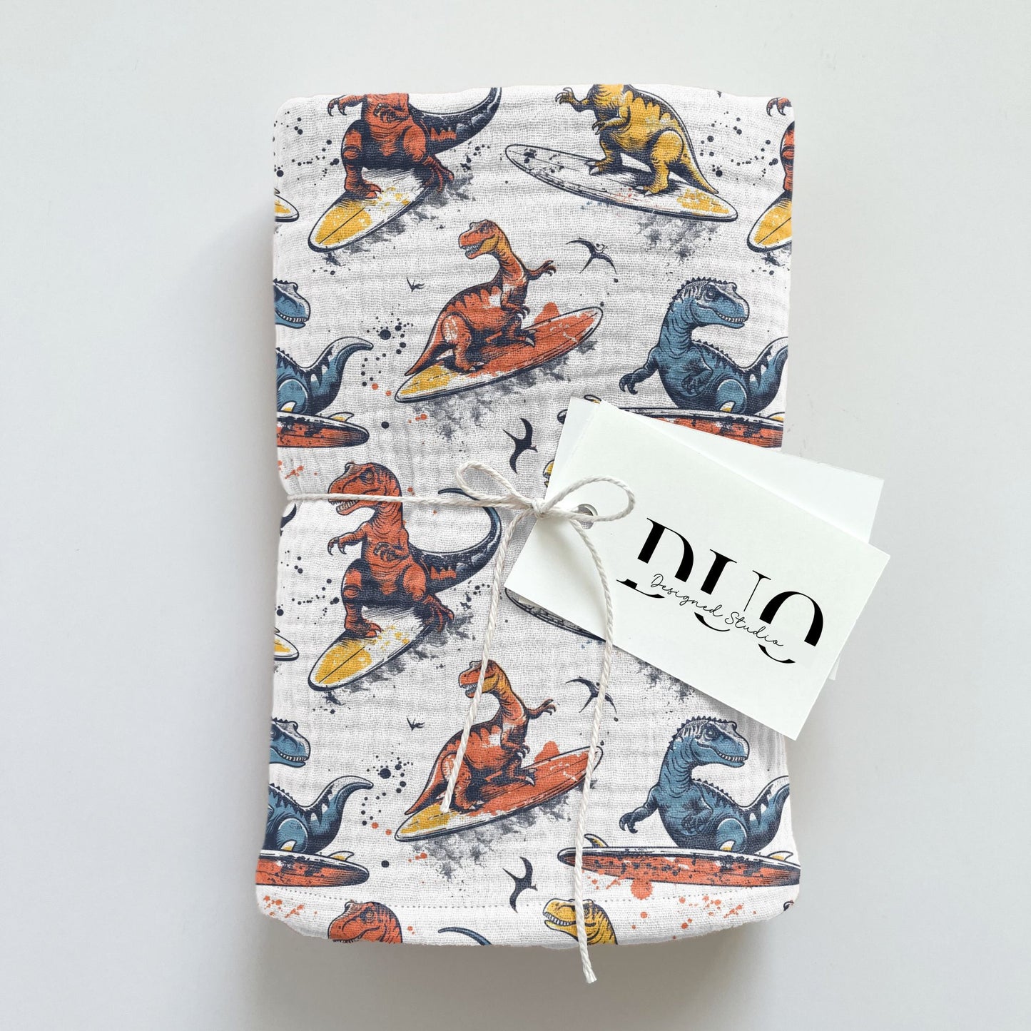 Surfing Dinosaurs Digital Seamless Pattern