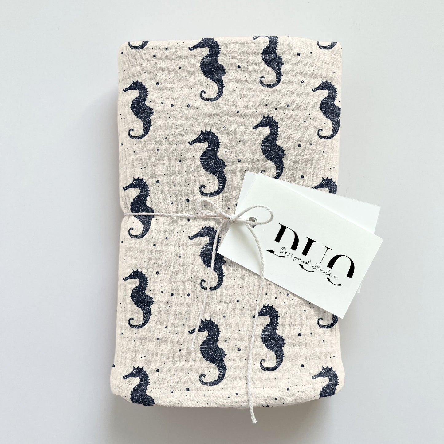 Navy Seahorses Digital Seamless Pattern