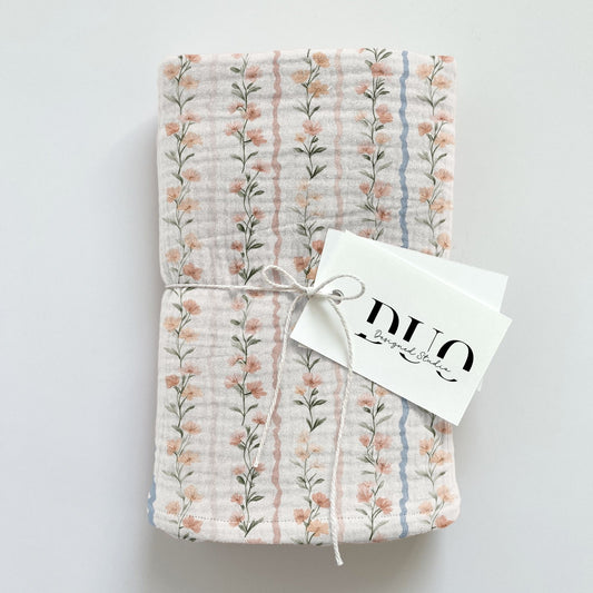 Watercolour Floral Stripes Digital Seamless Pattern