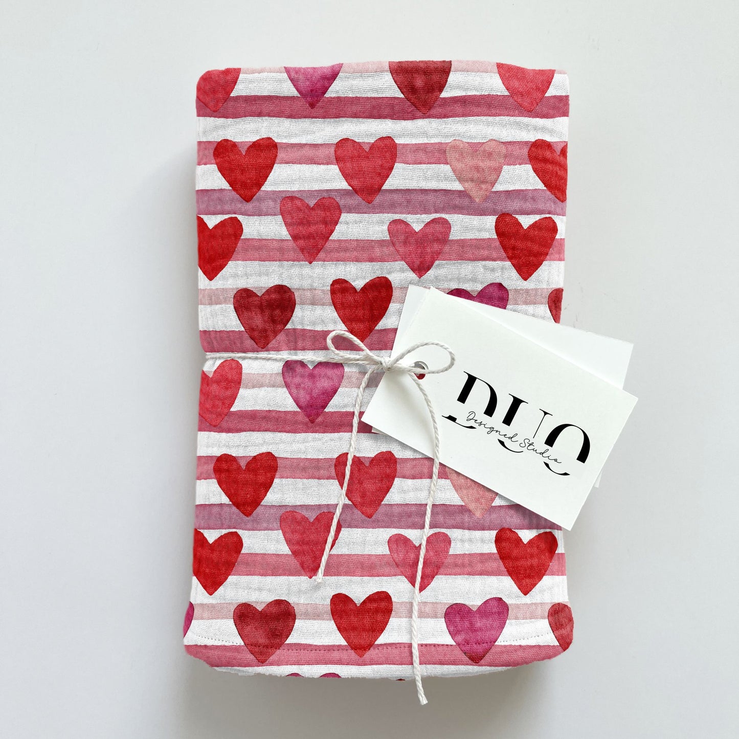 Watercolour Hearts & Stripes Digital Seamless Pattern