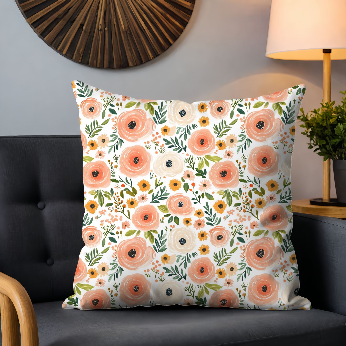 Watercolour Peach Floral Digital Seamless Pattern