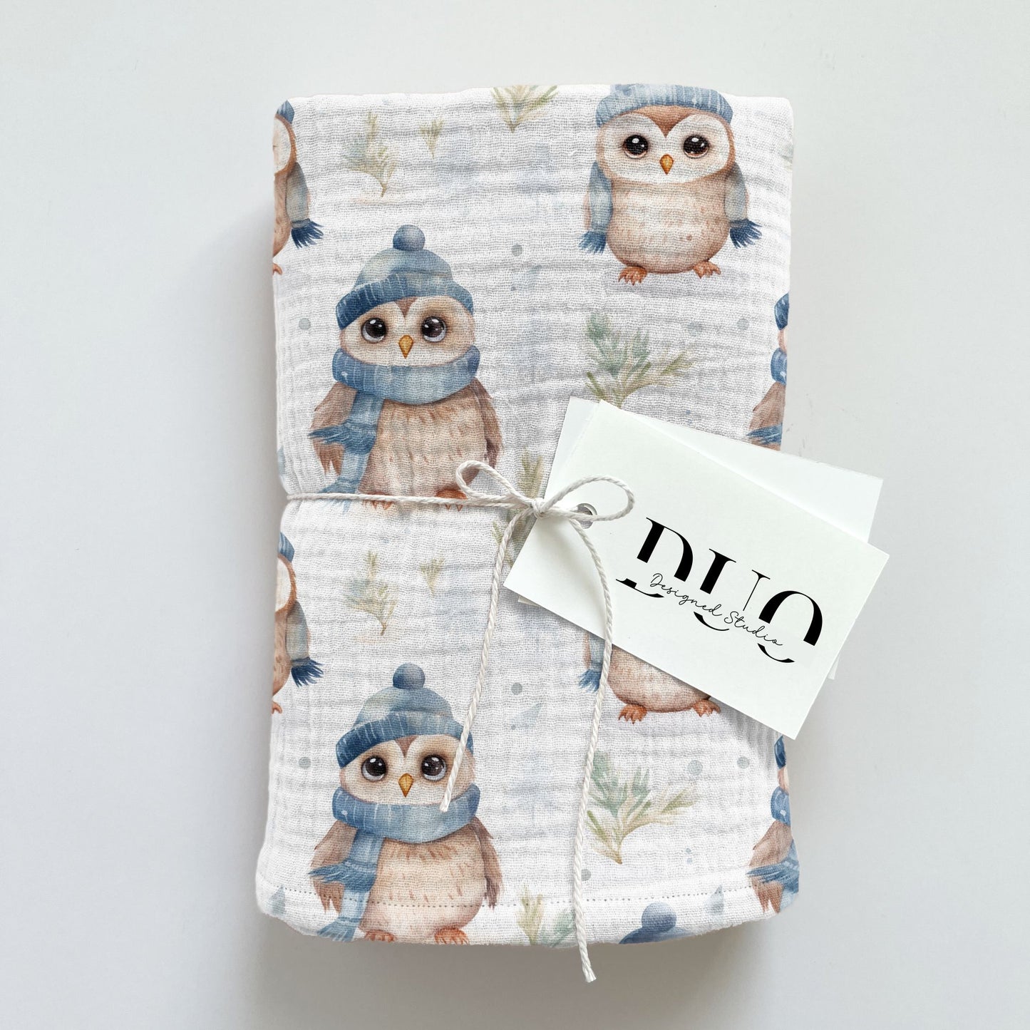 Winter Baby Owls Digital Seamless Pattern