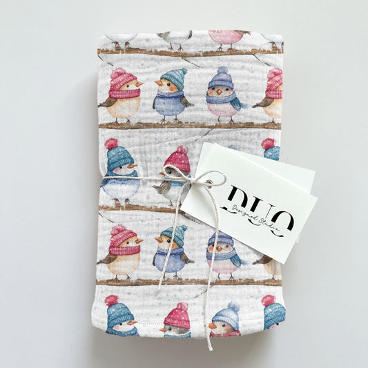 Winter Robins Digital Seamless Pattern