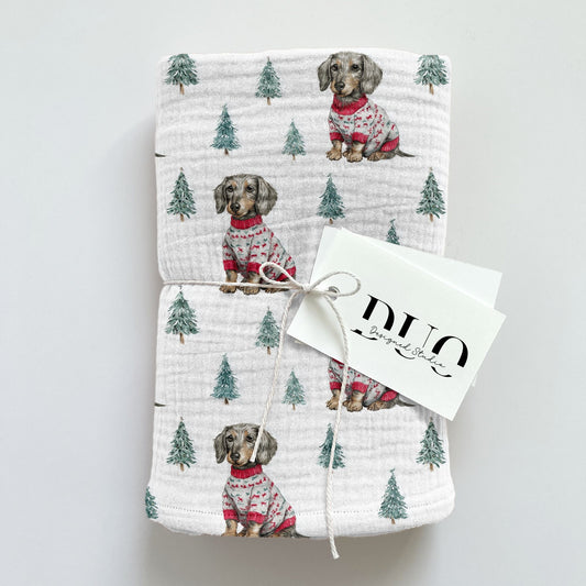 Christmas Dachshund Digital Seamless Pattern