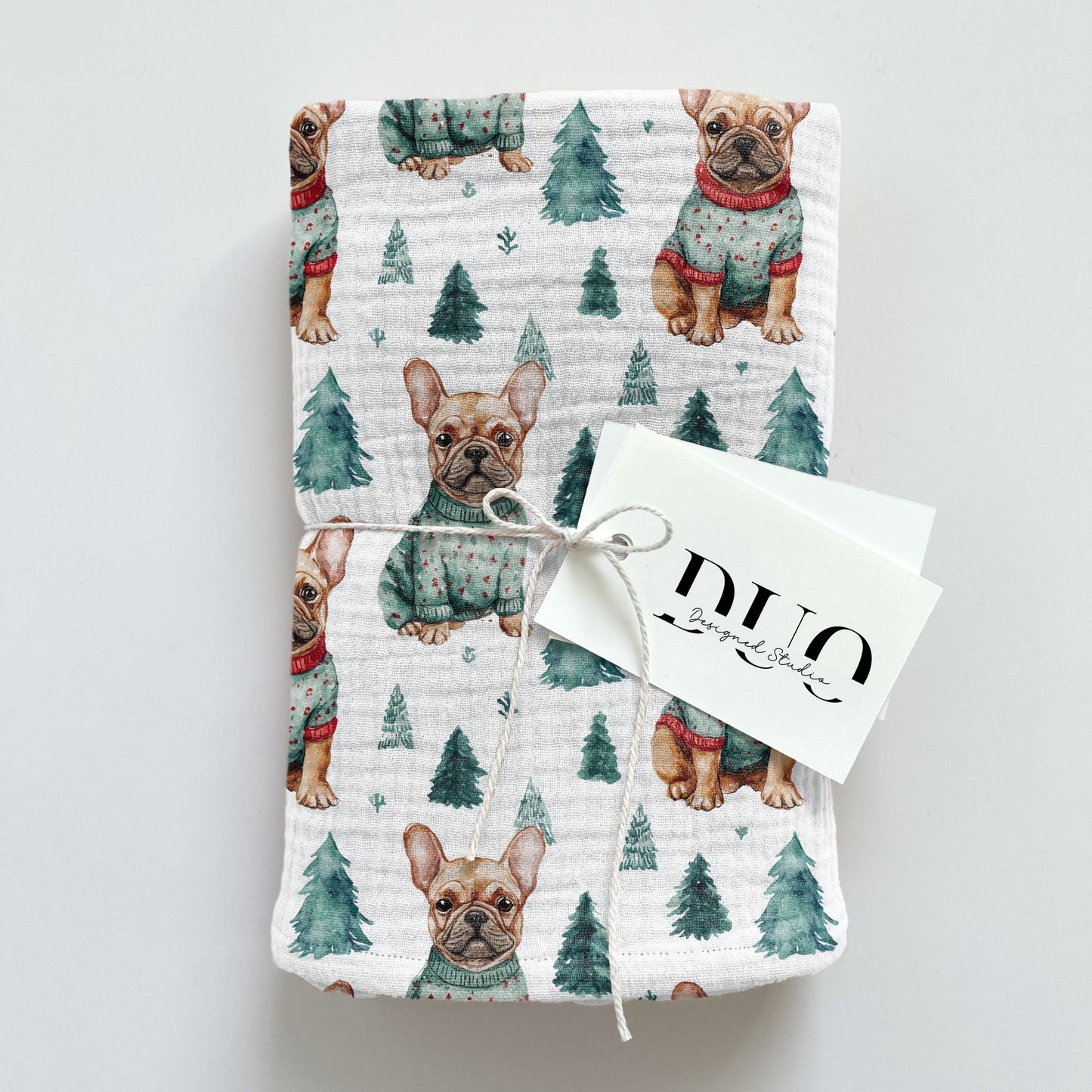 Christmas French Bulldog Digital Seamless Pattern