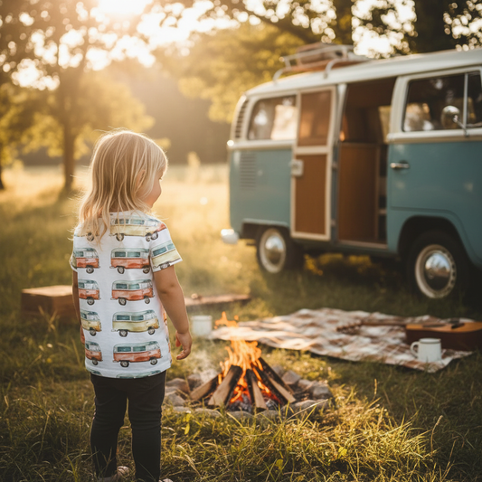 Red & Yellow Campers Digital Seamless Pattern