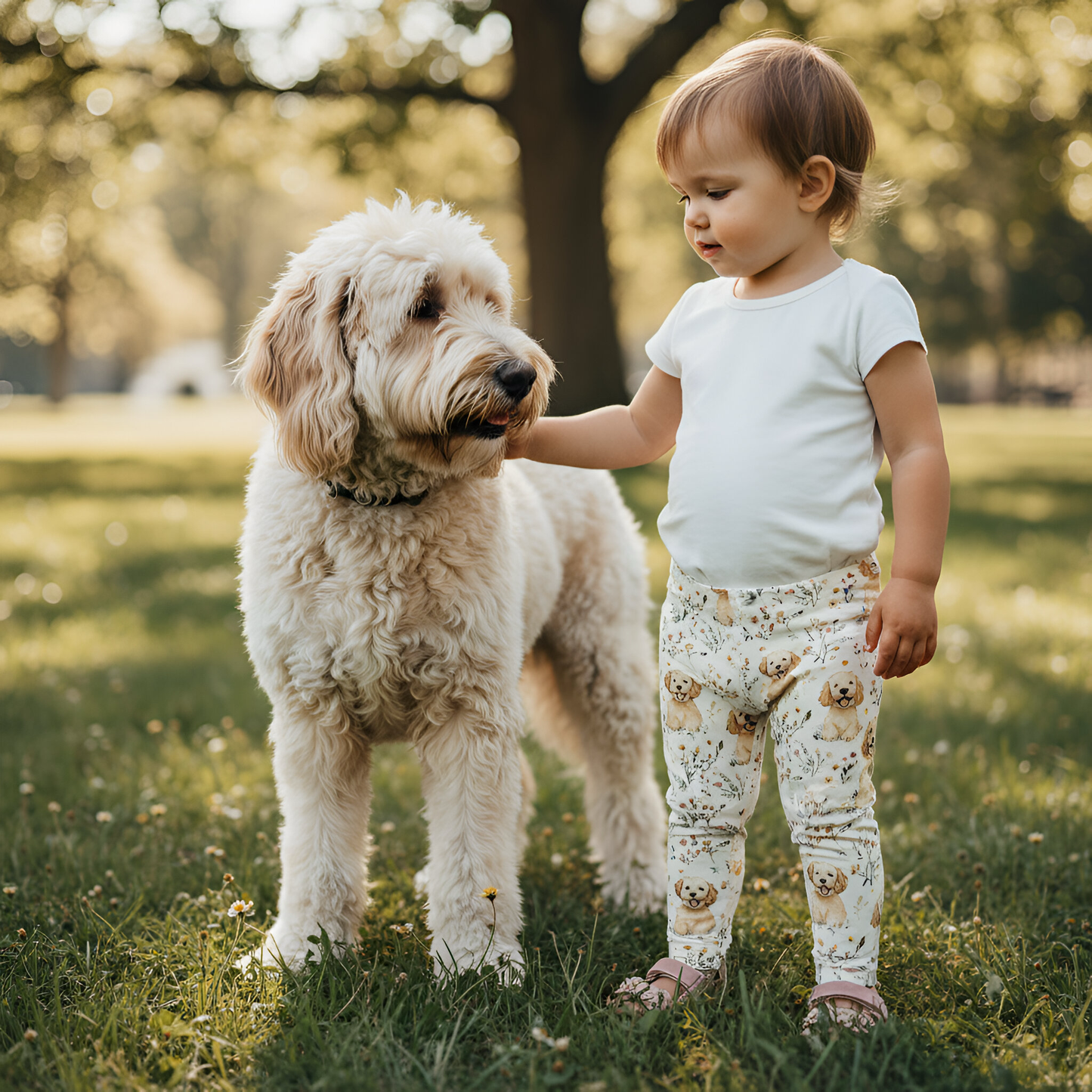 Cute Golden Doodles Digital Seamless Pattern
