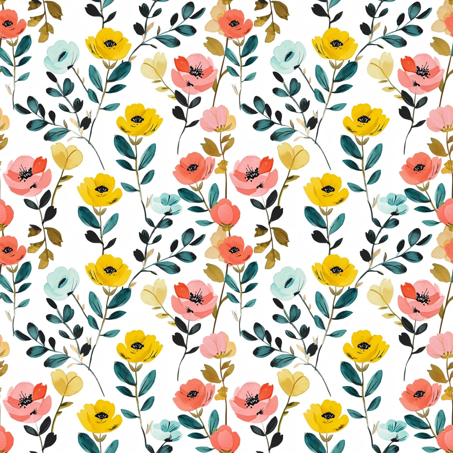 Vintage Flowers Digital Seamless Pattern