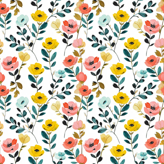 Vintage Flowers Digital Seamless Pattern
