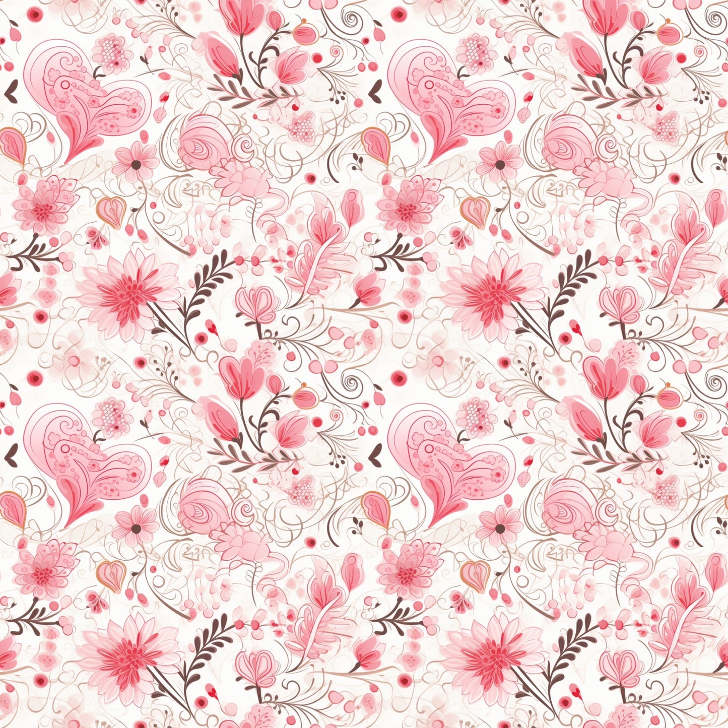 Pink Floral Print Digital Seamless Pattern