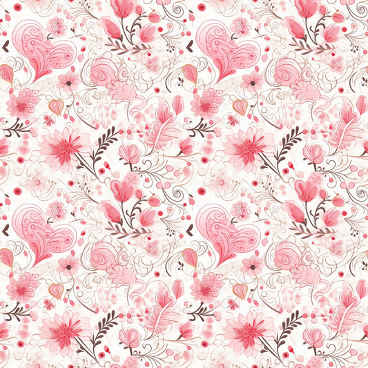 Pink Floral Print Digital Seamless Pattern