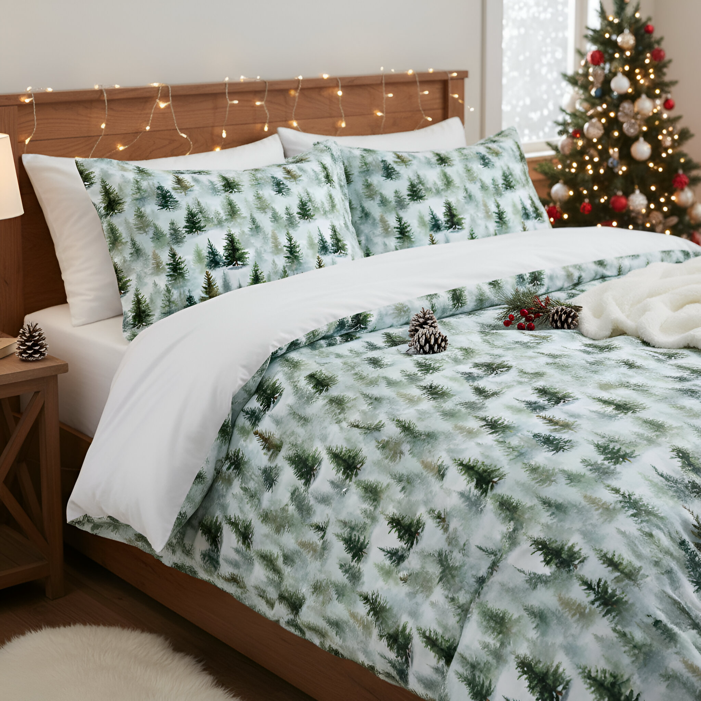 Snowy Christmas Trees Digital Seamless Pattern