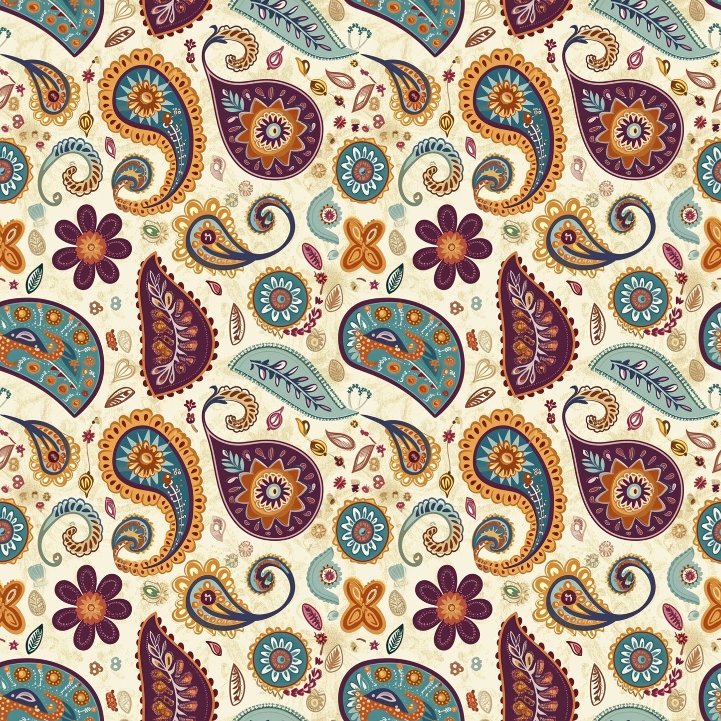 Spring Paisley Digital Seamless Pattern
