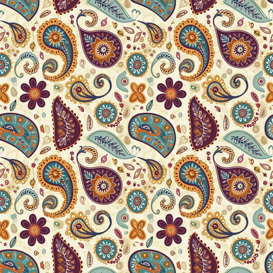 Spring Paisley Digital Seamless Pattern