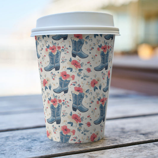 Floral Cowgirl Boots Digital Seamless Pattern