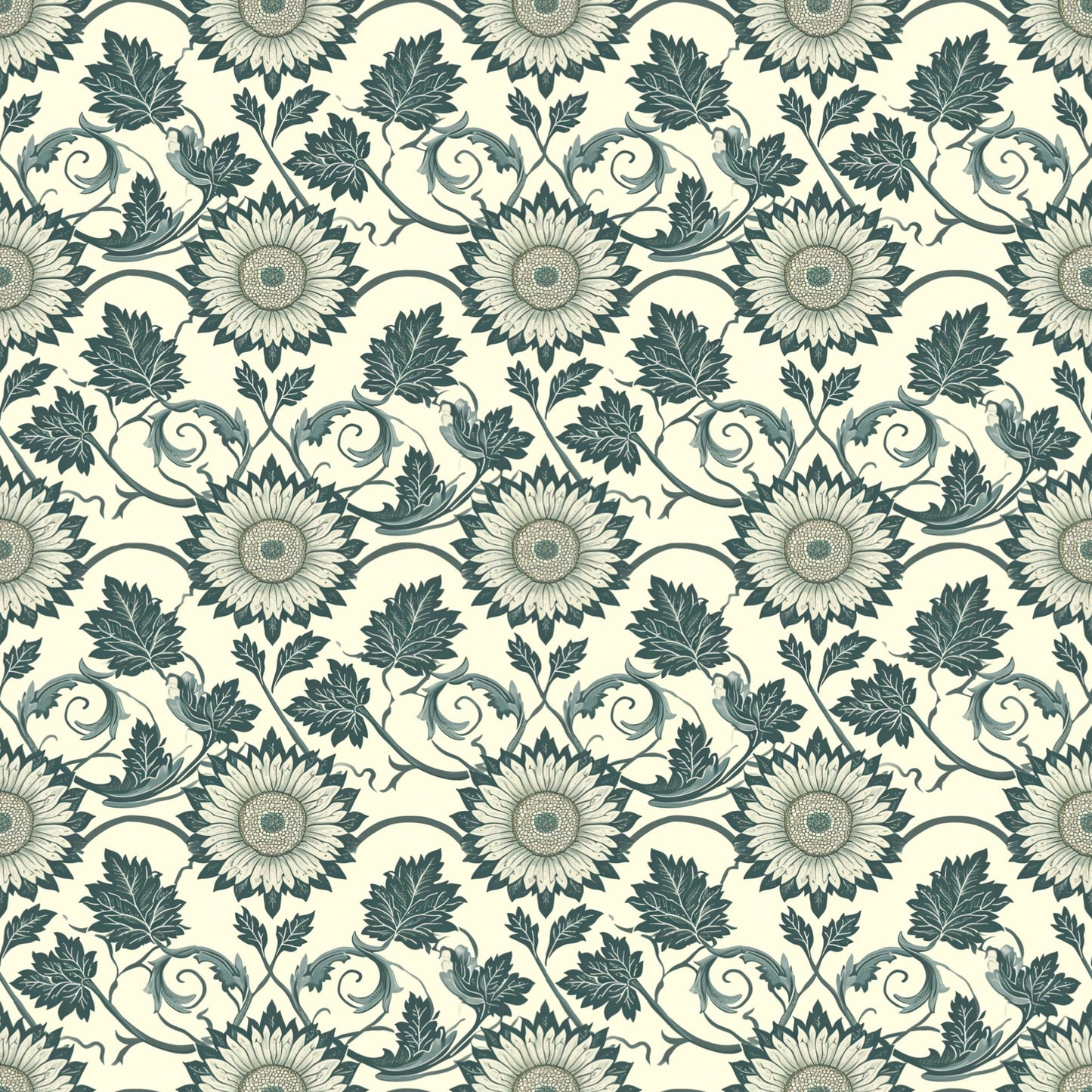 Vintage Sunflower Digital Seamless Pattern