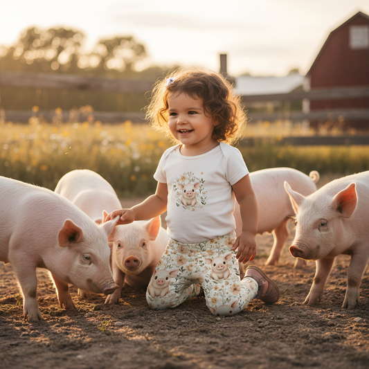 Cute Floral Pig Digital Seamless Pattern