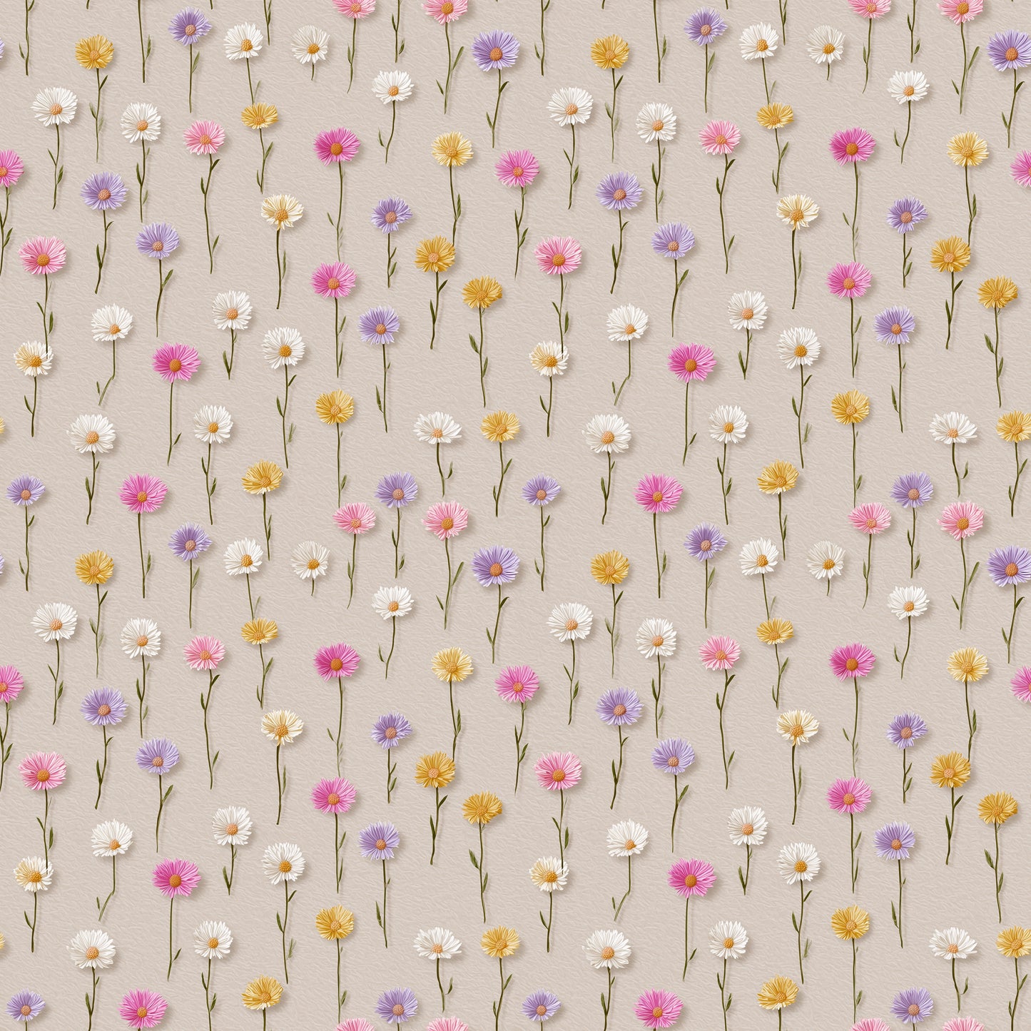 3d Colourful Daisies Digital Seamless Pattern