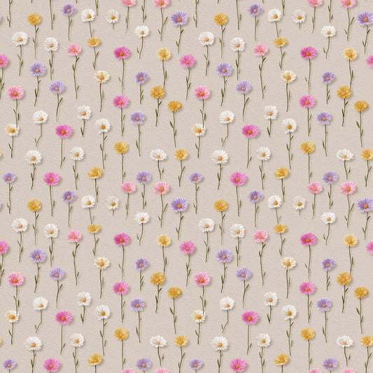3d Colourful Daisies Digital Seamless Pattern