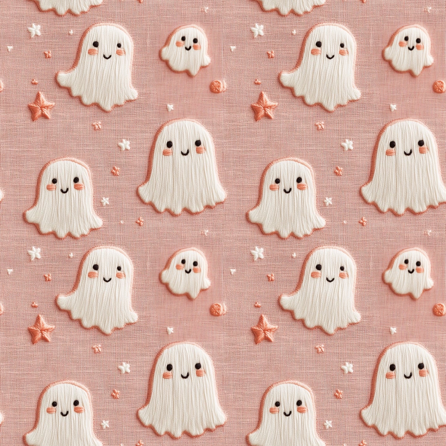 3d Embroidered Ghosts Digital Seamless Pattern