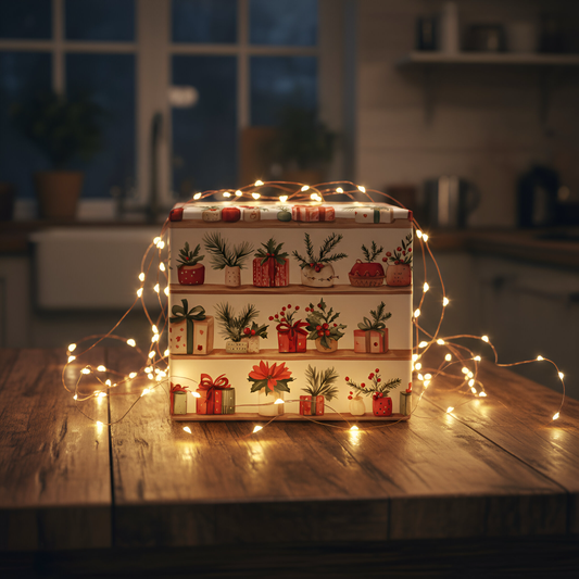 Christmas Bookcase Digital Seamless Pattern