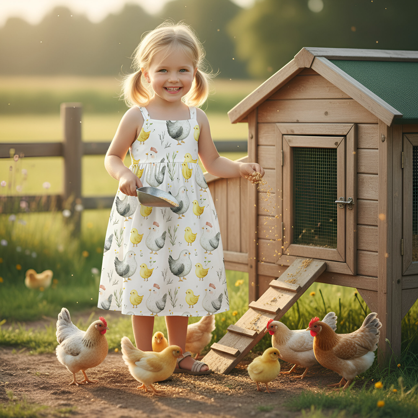 Chicken Family Digital Seamless Pattern