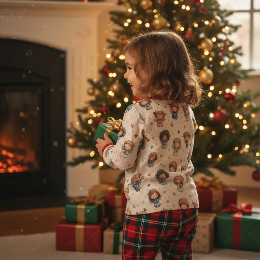 Adorable Christmas Angels Digital Seamless Pattern