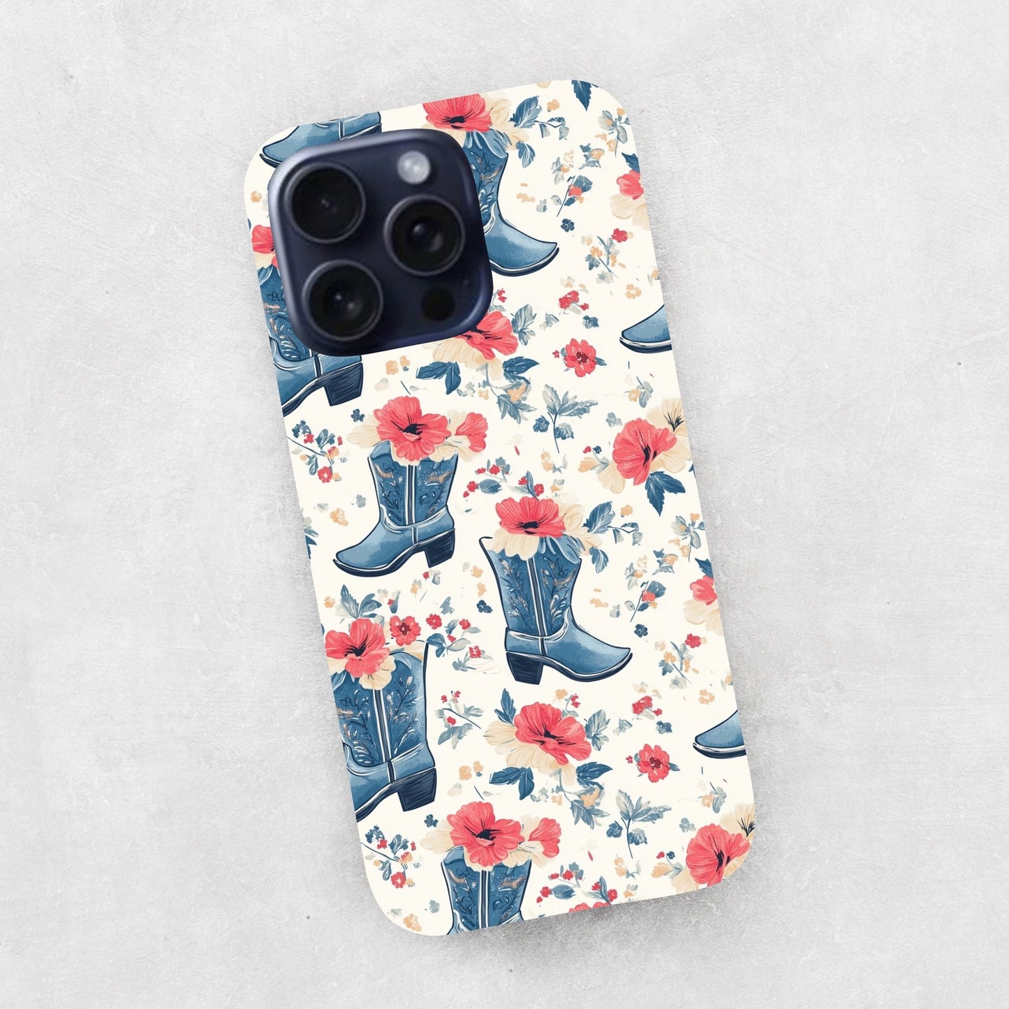 Floral Cowgirl Boots Digital Seamless Pattern