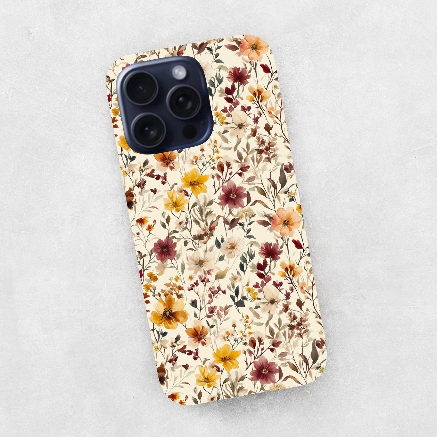 Pink Yellow Muted Wildflower Digital Seamless Pattern