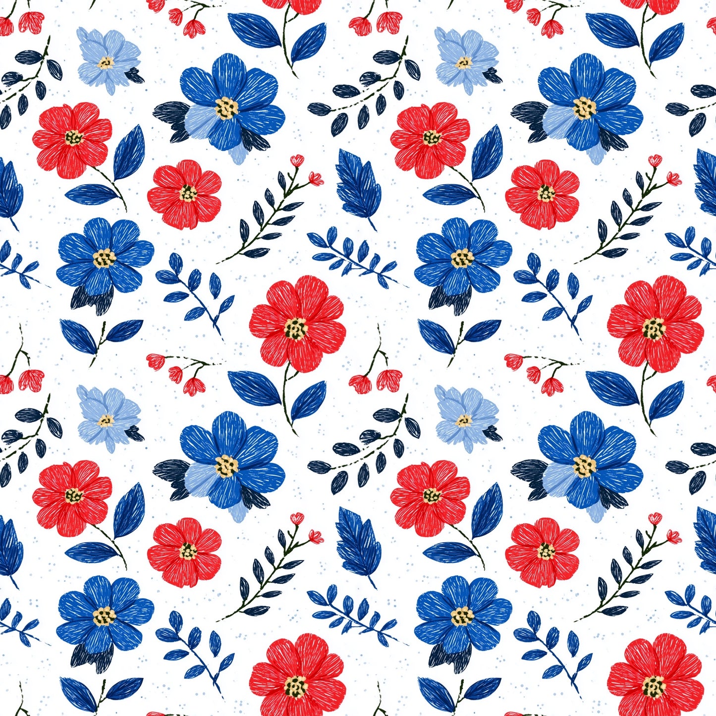 4th July Ditsy Floral Digital Seamless Pattern
