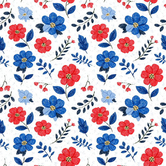 4th July Ditsy Floral Digital Seamless Pattern