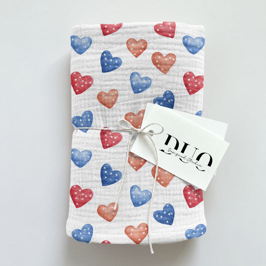 4th July Hearts Digital Seamless Pattern