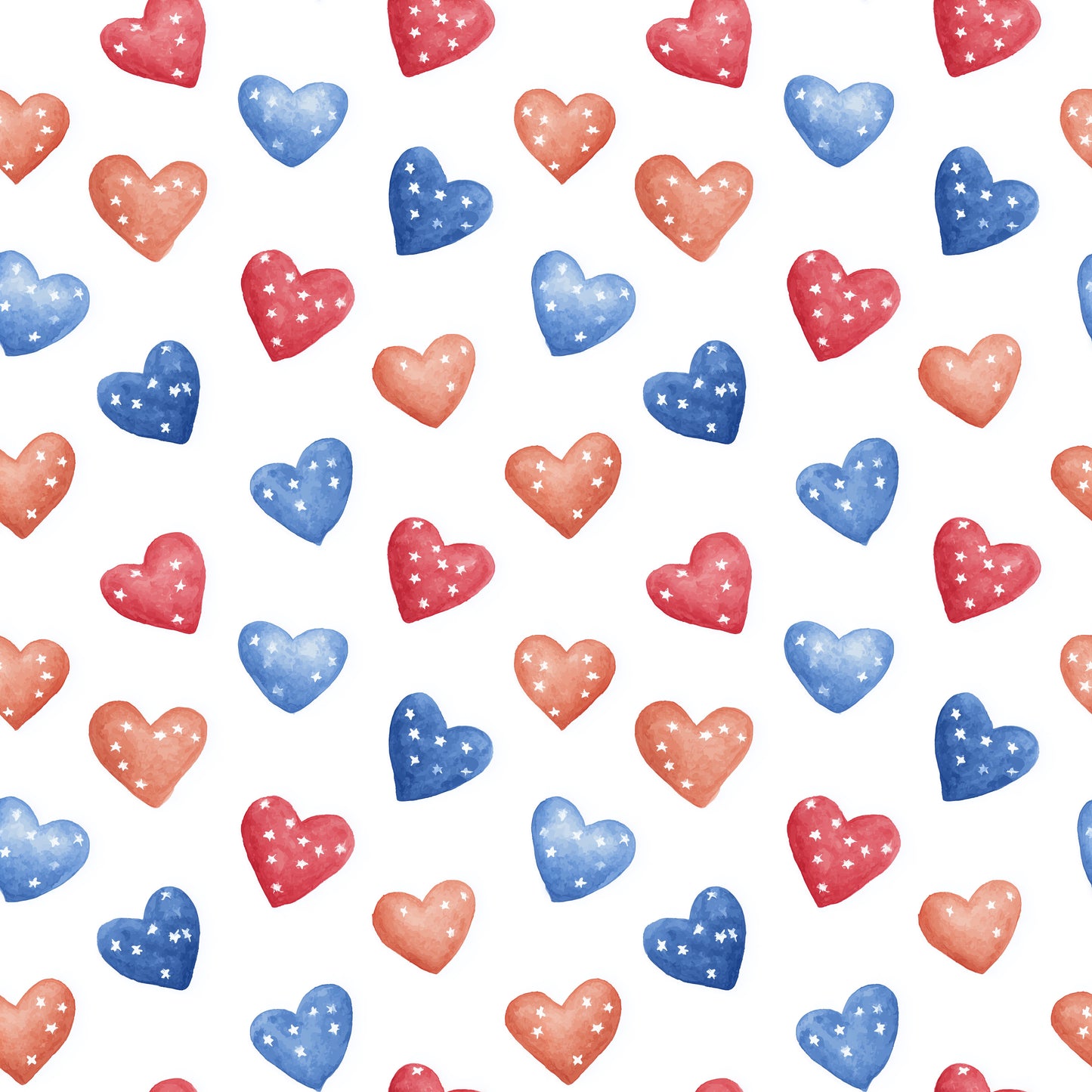 4th July Hearts Digital Seamless Pattern