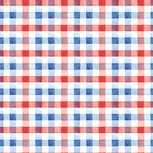 4th July Red & Blue Gingham Digital Seamless Pattern