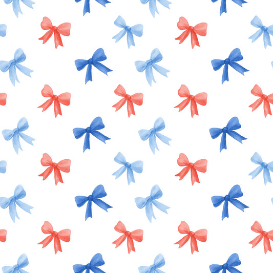 4th July Red & Blue Bows Digital Seamless Pattern
