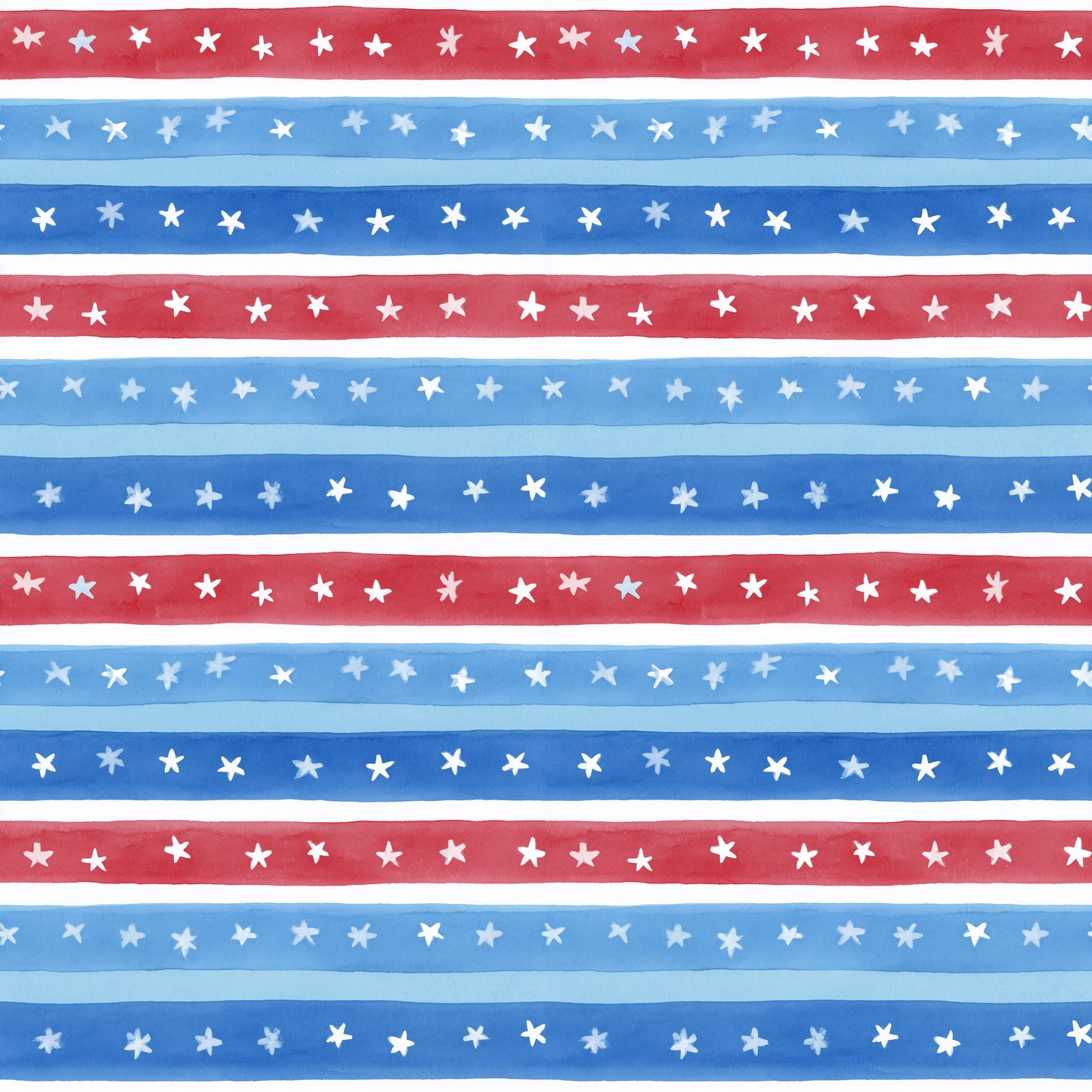 4th July Watercolour Stars & Stripes Digital Seamless Pattern